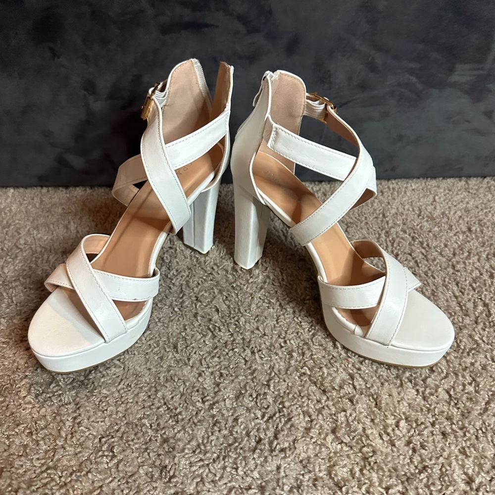 Super Cute clean White wedge platform heels